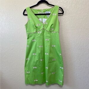 Vtg Lilly Pulitzer Green Pink Dragonfly Dress